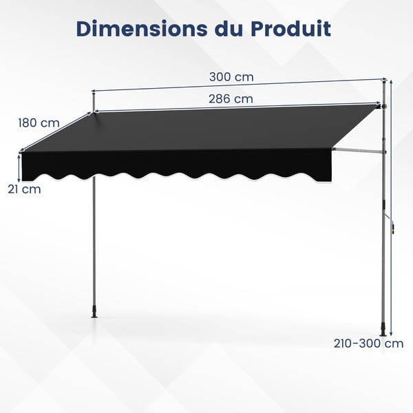 Markise, 300x120x210-300 cm, Sort , Star