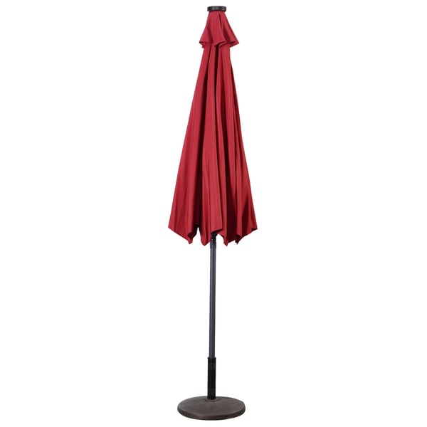 Haveparasol med LED-belysning, Cantilever-parasol, rund parasol med solcelledrev, 300x300x250 cm, rød , Star