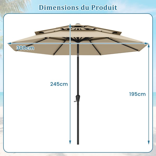 Uteparasoll, 300x300x245 cm, Brun , Star Uteparasoll, 300x300x245 cm, Brun , Star