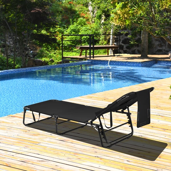 Strandstol, 63x142-194x92-37 cm, Sort , Star