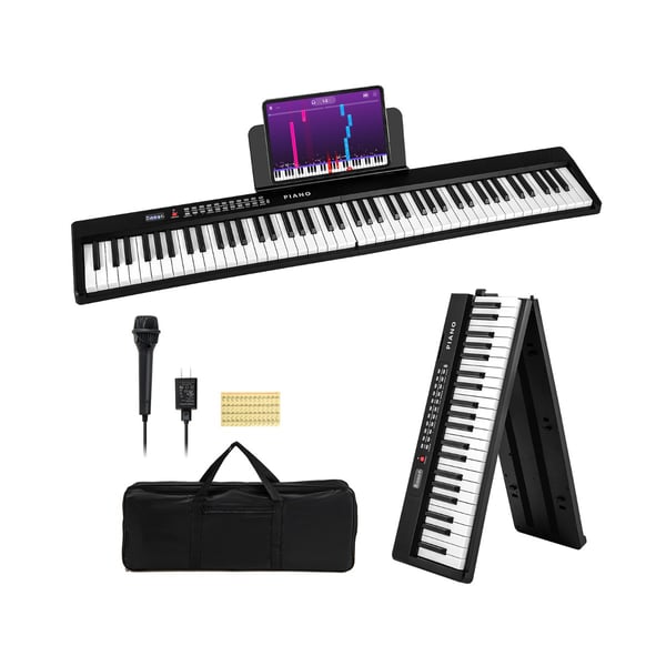 Klaver Keyboard, 88 Tangenter Klaver Keyboard med 1000 Rytmer 1000 Toner, 128x23x6 cm, Sort , Star