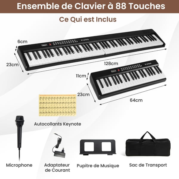 Klaver Keyboard, 88 Tangenter Klaver Keyboard med 1000 Rytmer 1000 Toner, 128x23x6 cm, Sort , Star