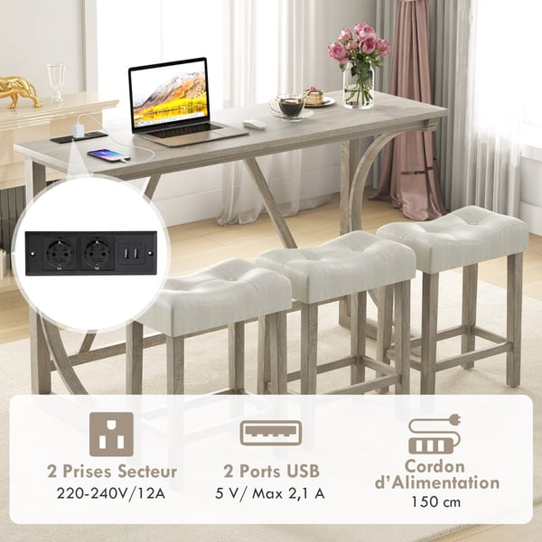 Baaripöytä setti, 150x48x92 cm, Harmaa Beige , Star