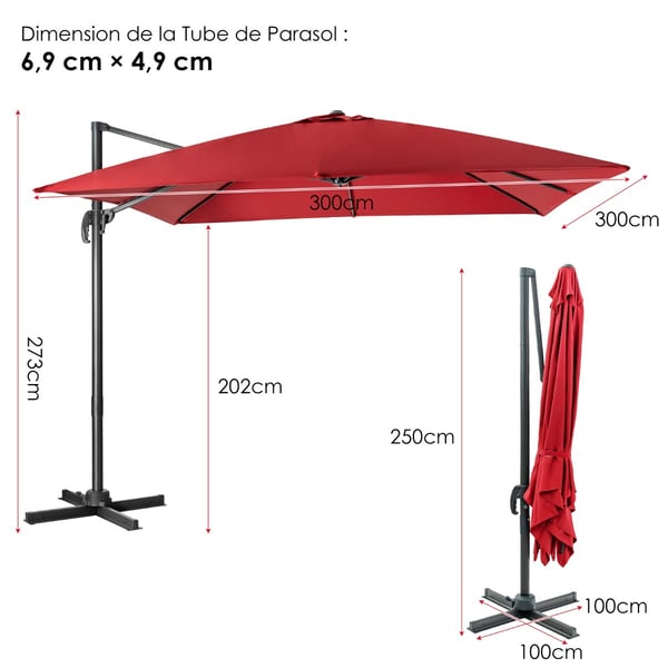 Parasol, 300x300x273 cm, Kaffebrun , Star