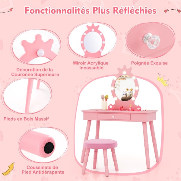 Sminkebord, 70x34x99 cm, Pink , Star