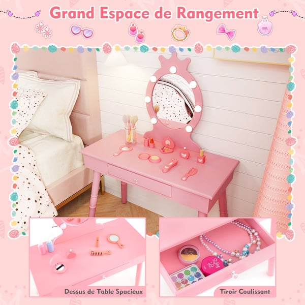 Sminkebord, 70x34x99 cm, Pink , Star