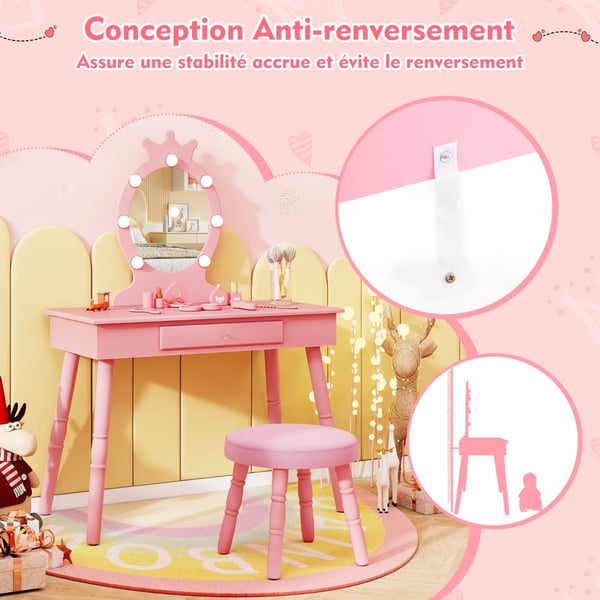 Sminkebord, 70x34x99 cm, Pink , Star