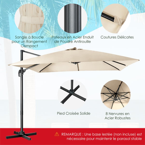 Parasol, 300x300x273 cm, Brun , Star Parasol, 300x300x273 cm, Brun , Star
