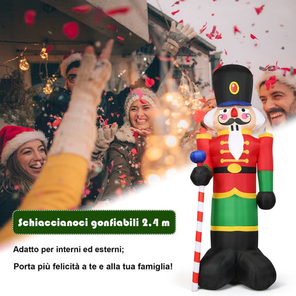 Oppustelig juledekoration, Nøddeknekker med LED-lys, 240 cm , Star