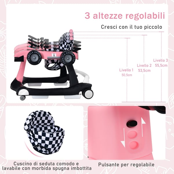 Babysitter, 73x64x50.5/53.5/55.5 cm, Rosa , Star
