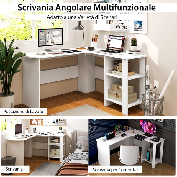 L-formet computer skrivebord, 130x130x74 cm, hvid , Star