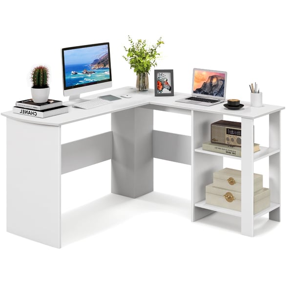 L-formet computer skrivebord, 130x130x74 cm, hvid , Star