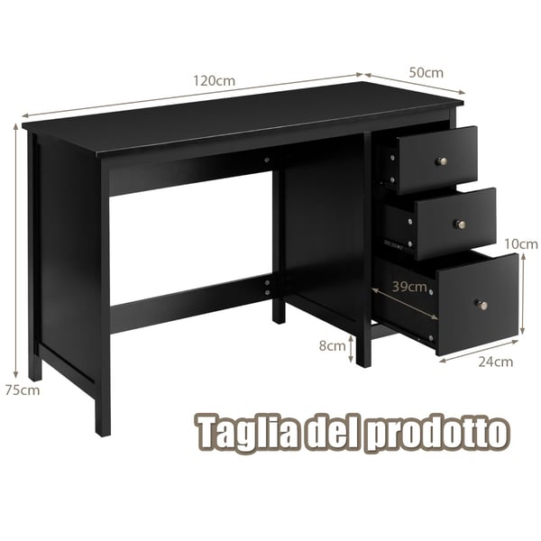Skrivebord, 120x50x75 cm, Sort , Star