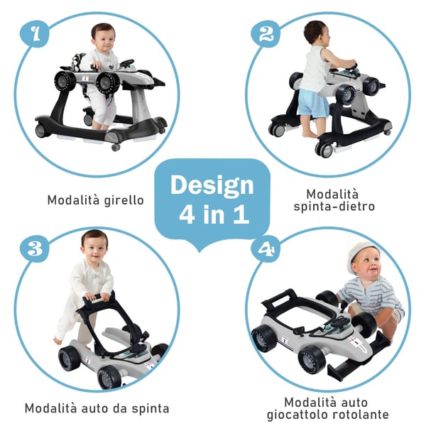 Baby Walker, 4-i-1 Baby Walker, 73x61x51.5/53.5/55.5 cm, Grå , Star