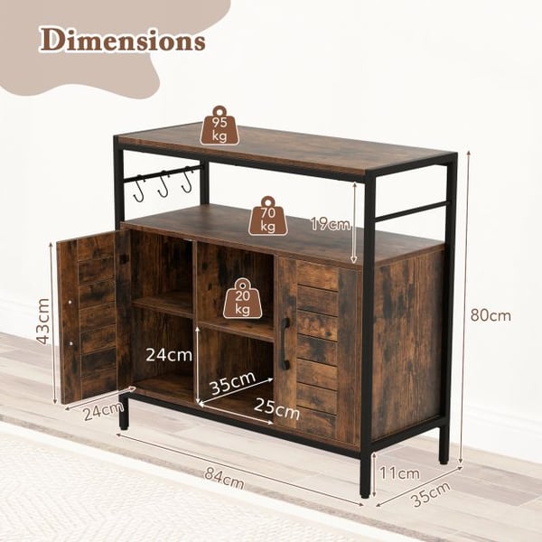 Buffet-kaappi, 84x35x80 cm, maalaisruskea ja musta , Star