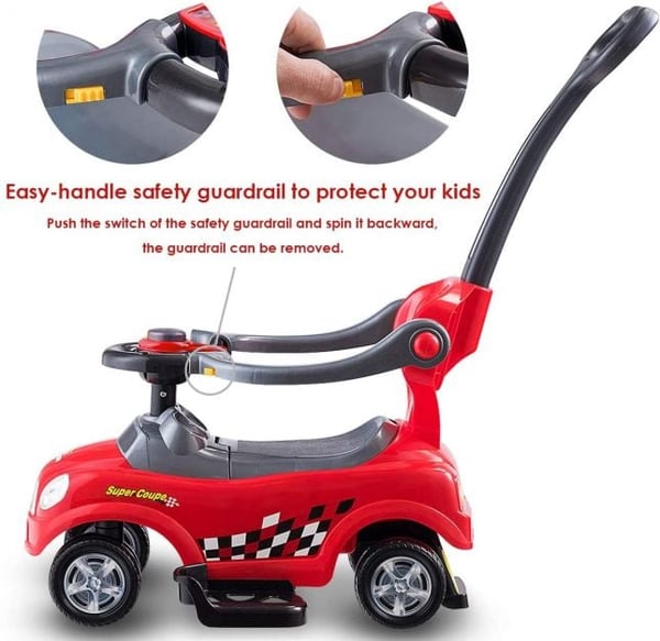 Ajettava auto, Lasten 3 in 1 ajettava auto työntöaisalla, 85x46x85 cm, Sininen , Star