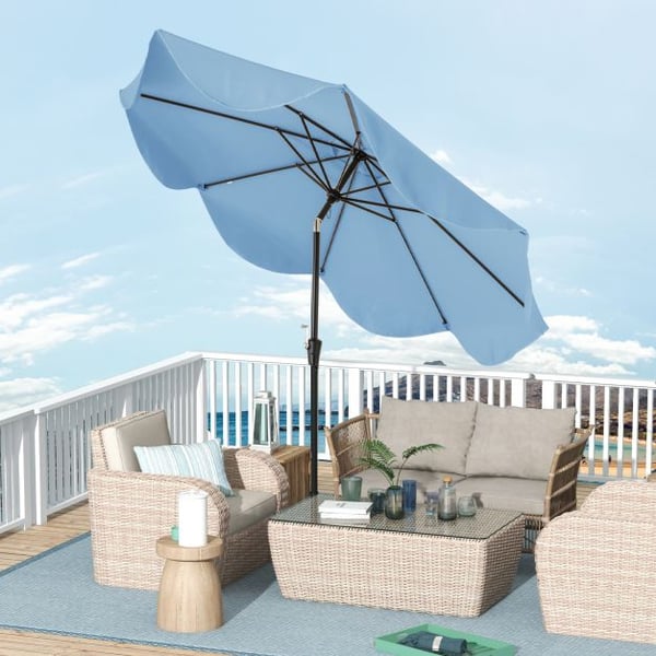 Patiovarjo, 2,8M 2-kerroksinen markkinapöytävarjo kampikahvalla, 280x245 cm, laivastonsininen , Star