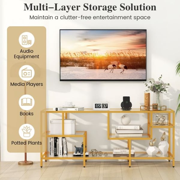 TV Konsolbord, 147×41×62 cm, Guld , Star