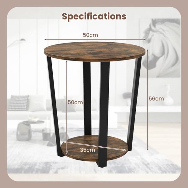 2-Niveau Accent Sidebord, 50x50x56 cm, Rustikt Brun , Star