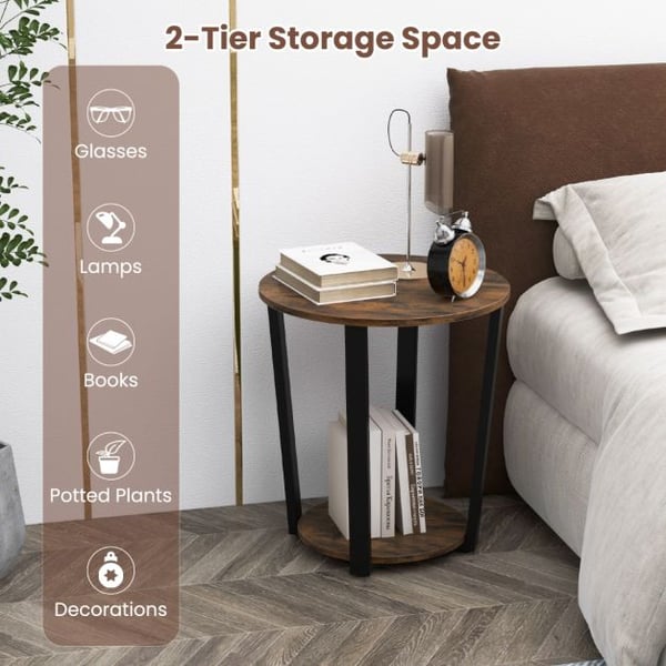 2-Niveau Accent Sidebord, 50x50x56 cm, Rustikt Brun , Star