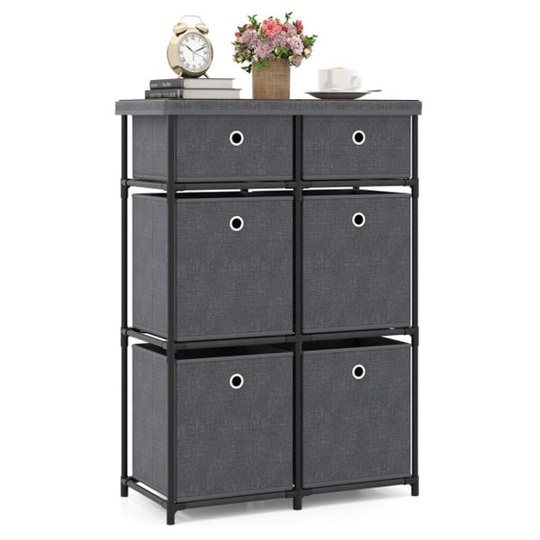 Skuffeskab, Hjem Metalramme Opbevaringsorganisator Enhed-Grå-S, 86x28x84 cm, Sort/Brunt/Grå , Star