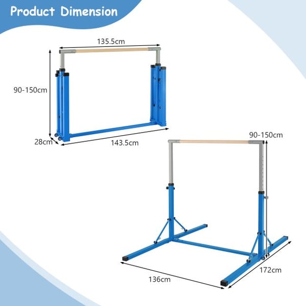 Gymnastikstang, 136x172x(90-150) cm, Blå , Star