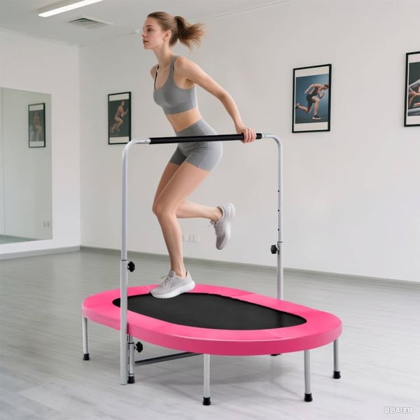 Fitnessstudsmatta, dubbel hopfällbar, justerbart handtag, rosa , Star