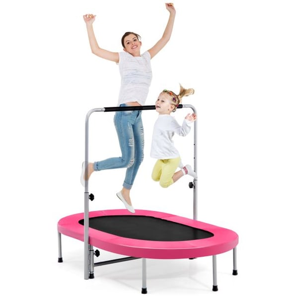 Fitnessstudsmatta, dubbel hopfällbar, justerbart handtag, rosa , Star