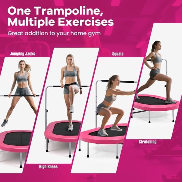 Fitnessstudsmatta, dubbel hopfällbar, justerbart handtag, rosa , Star