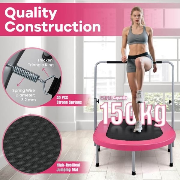Fitnessstudsmatta, dubbel hopfällbar, justerbart handtag, rosa , Star