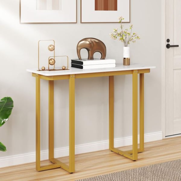 Indgangskonsolbord, 107x40x80 cm, Hvid & Sort/Hvid & Guld/Sort & Guld , Star