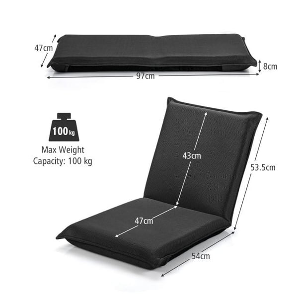 Sammenklappelig dovenmand sofa stol, 100×46×8 cm, Sort , Star