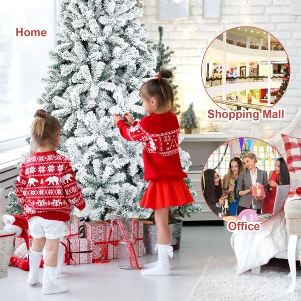 Kunstig juletræ, 2,3m snedækket med 1010 spidser, 128x230 cm, Grøn Hvid , Star