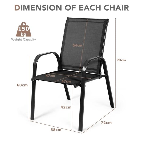 Terrasse Udendørs Spisestol, 72×56×90 cm, Sort , Star