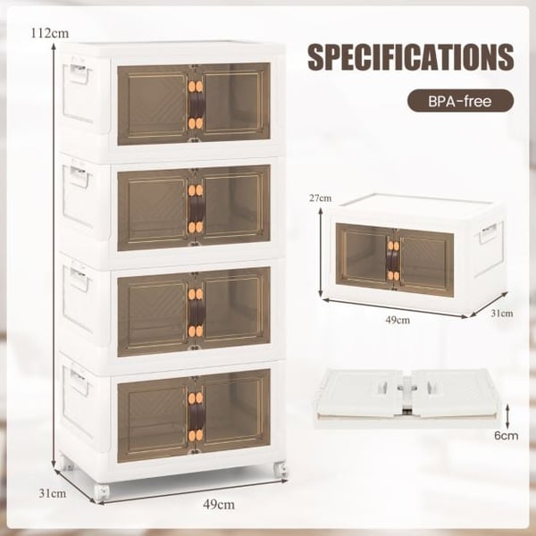 Opbevaringskasser, 49,5x31,5x112,5 cm, Hvid Brun , Star
