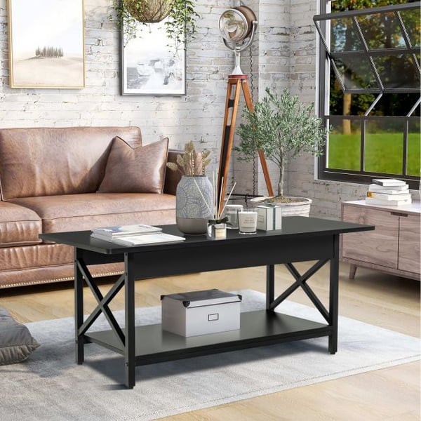 Kaffebord, 2-niveau Industriel, 110x60x48 cm, Sort , Star