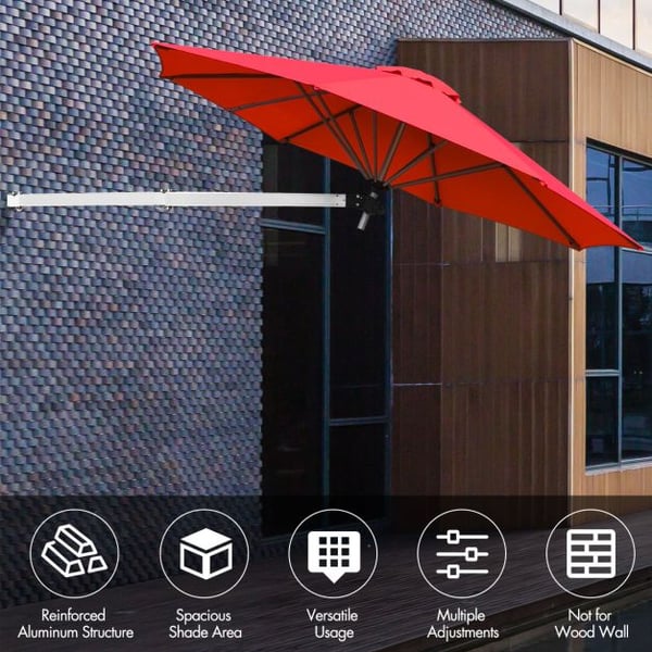 Væghængt teleskopisk foldbar vippe alumcmiums solskærm parasol, 8x6 ft, blå , Star