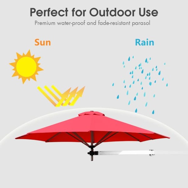 Væghængt teleskopisk foldbar vippe alumcmiums solskærm parasol, 8x6 ft, blå , Star