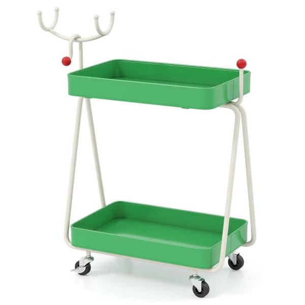 Sidebord, Rensdyr 2-niveau Jule Rullevogn, 55.5x28.5x66.5 cm, Grøn , Star