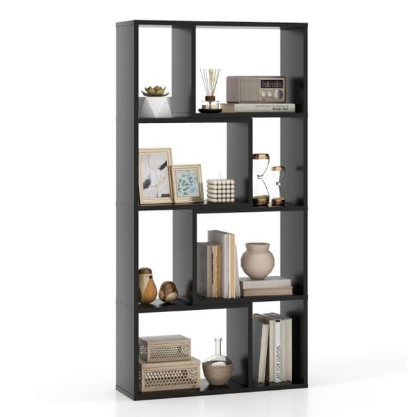 Bogreol, 5-niveau geometrisk 8-kube, 60x20x120 cm, sort , Star