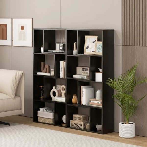 Bogreol, 5-niveau geometrisk 8-kube, 60x20x120 cm, sort , Star
