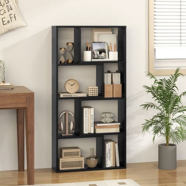 Bogreol, 5-niveau geometrisk 8-kube, 60x20x120 cm, sort , Star