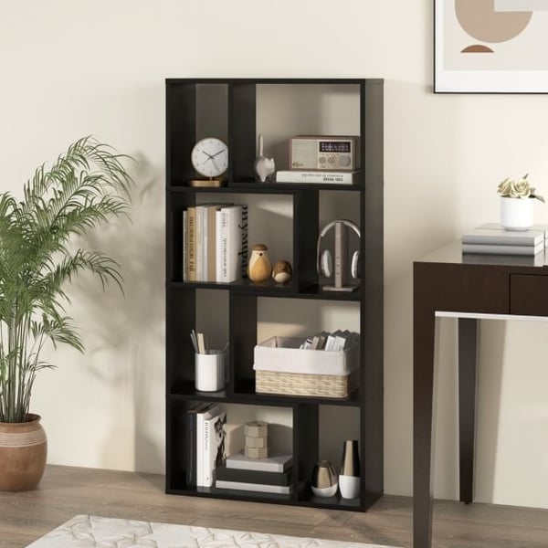 Bogreol, 5-niveau geometrisk 8-kube, 60x20x120 cm, sort , Star