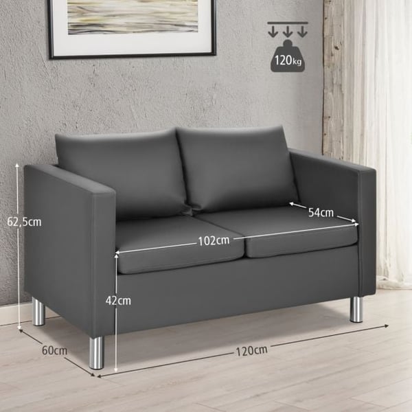 2 Istuttava Sohva, 120x60x62 cm, Harmaa , Star