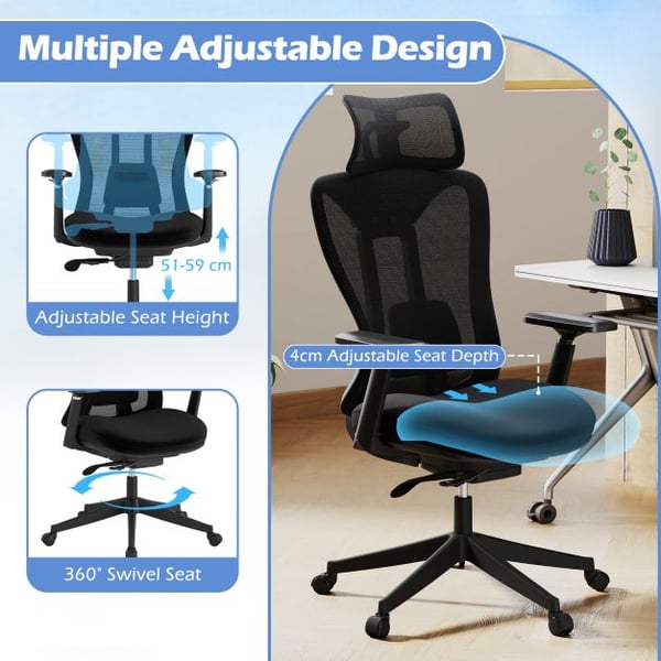 Kontorstol, Ergonomisk Mesh Højrygget Executive, Sort , Star