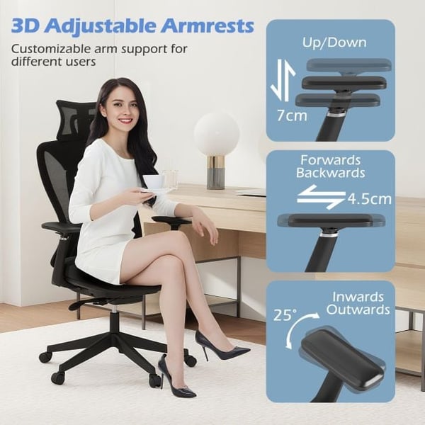 Kontorstol, Ergonomisk Mesh Højrygget Executive, Sort , Star