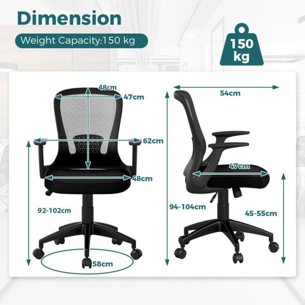 Toimistotuoli, ergonomcmen verkkokangas, musta , Star