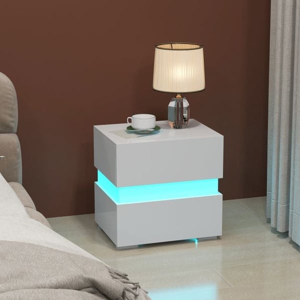 Natbord, LED-natbord med 2 skuffer, 45x35x45 cm, Sort , Star