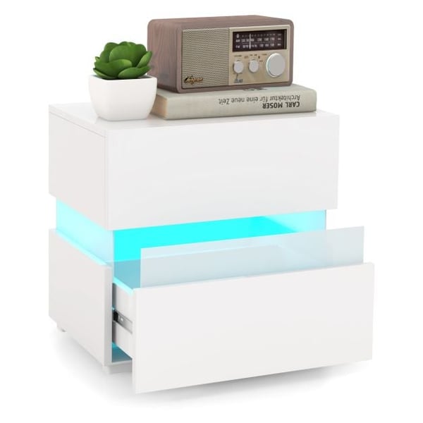 Natbord, LED-natbord med 2 skuffer, 45x35x45 cm, Sort , Star