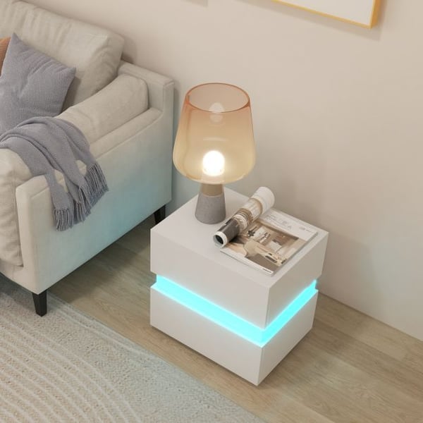 Natbord, LED-natbord med 2 skuffer, 45x35x45 cm, Sort , Star